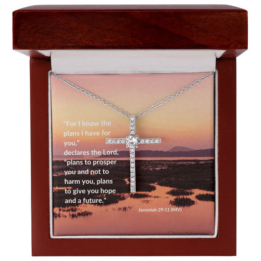 For I know The Plans I Have For You - Jeremiah 29:11 | CZ Cross Necklace