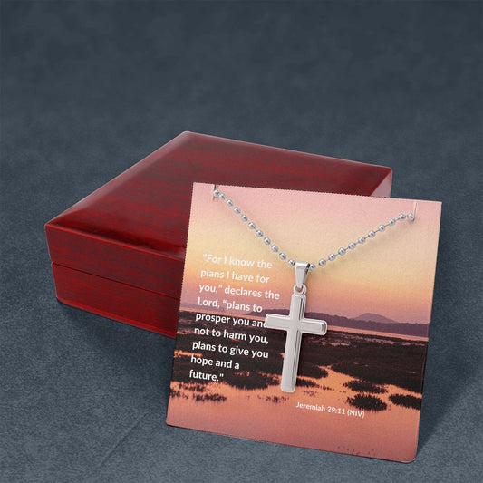For I know The Plans I Have For You - Jeremiah 29:11 | Stainless Cross Necklace with Ball Chain