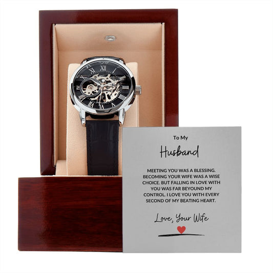 To My Husband – Meeting You Was a Blessing | Men's Openwork Watch