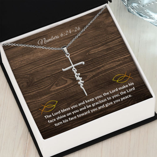 The LORD Bless You and Keep You - Numbers 6:24-26| Faith Cross Necklace