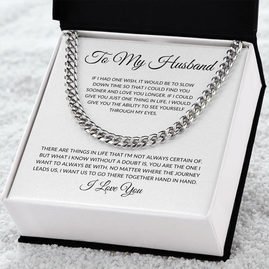 To My Husband - One Wish - I Love You | Cuban Link Chain Necklace