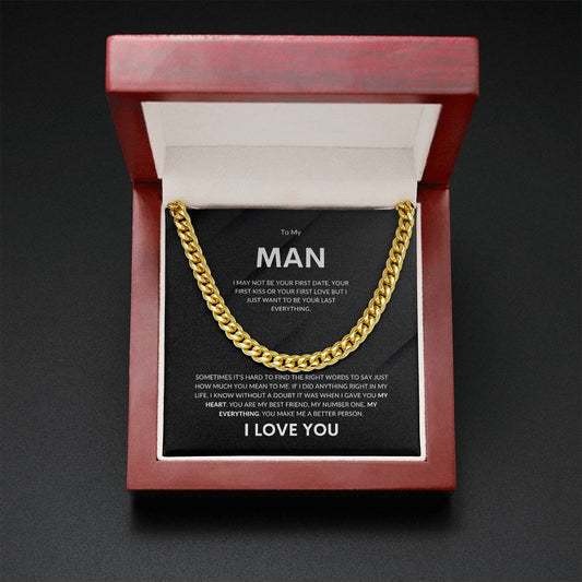To My Man – Your First Date (black background) | Cuban Link Chain Necklace