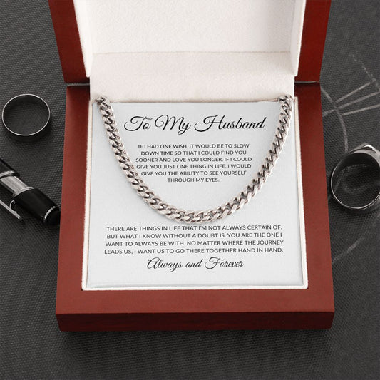 To My Husband - One Wish | Always and Forever | Cuban Link Chain Necklace