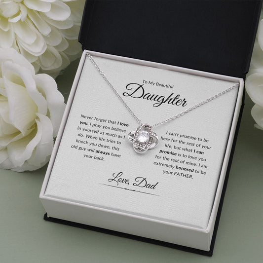 To My Beautiful Daughter - Never Forget - I Love You | Love Dad | Love Knot Necklace