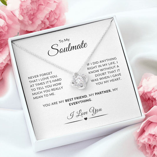 To My Soulmate - Never Forget | Partner | Love Knot Necklace