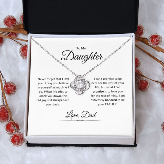 To My Daughter - Never Forget - I Love You | Love Dad | Love Knot Necklace