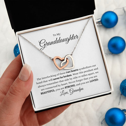 To My Granddaughter - Two Hearts Love Grandpa | Interlocking Hearts Necklace