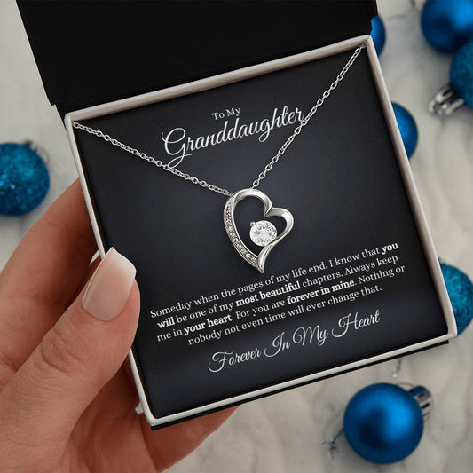 To My Granddaughter – Pages of My Life | Forever in My Heart (dark background) | Forever Love Necklace