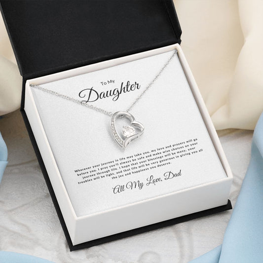 To My Daughter - Wherever Your Journey | All My Love Dad (one line) | Forever Love Necklace