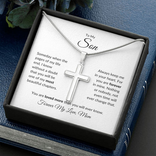 To My Son - Pages of My Life Forever My Love Mom | Stainless Cross Necklace