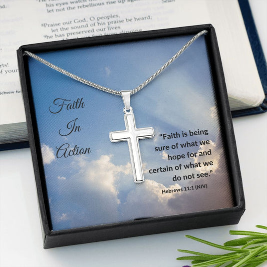 Faith In Action - Hebrews 11:1 | Stainless Cross Necklace