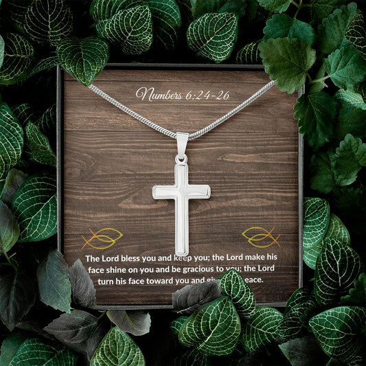 The LORD Bless You and Keep You - Numbers 6:24-26 | Stainless Cross Necklace
